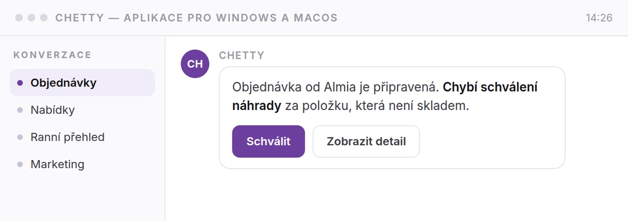 Desktopová aplikace Chetty