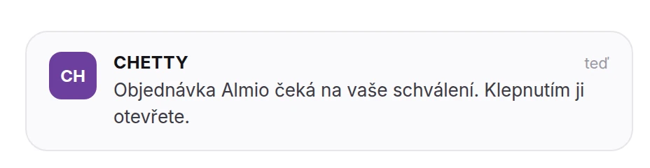 Push notifikace z mobilní aplikace Chetty